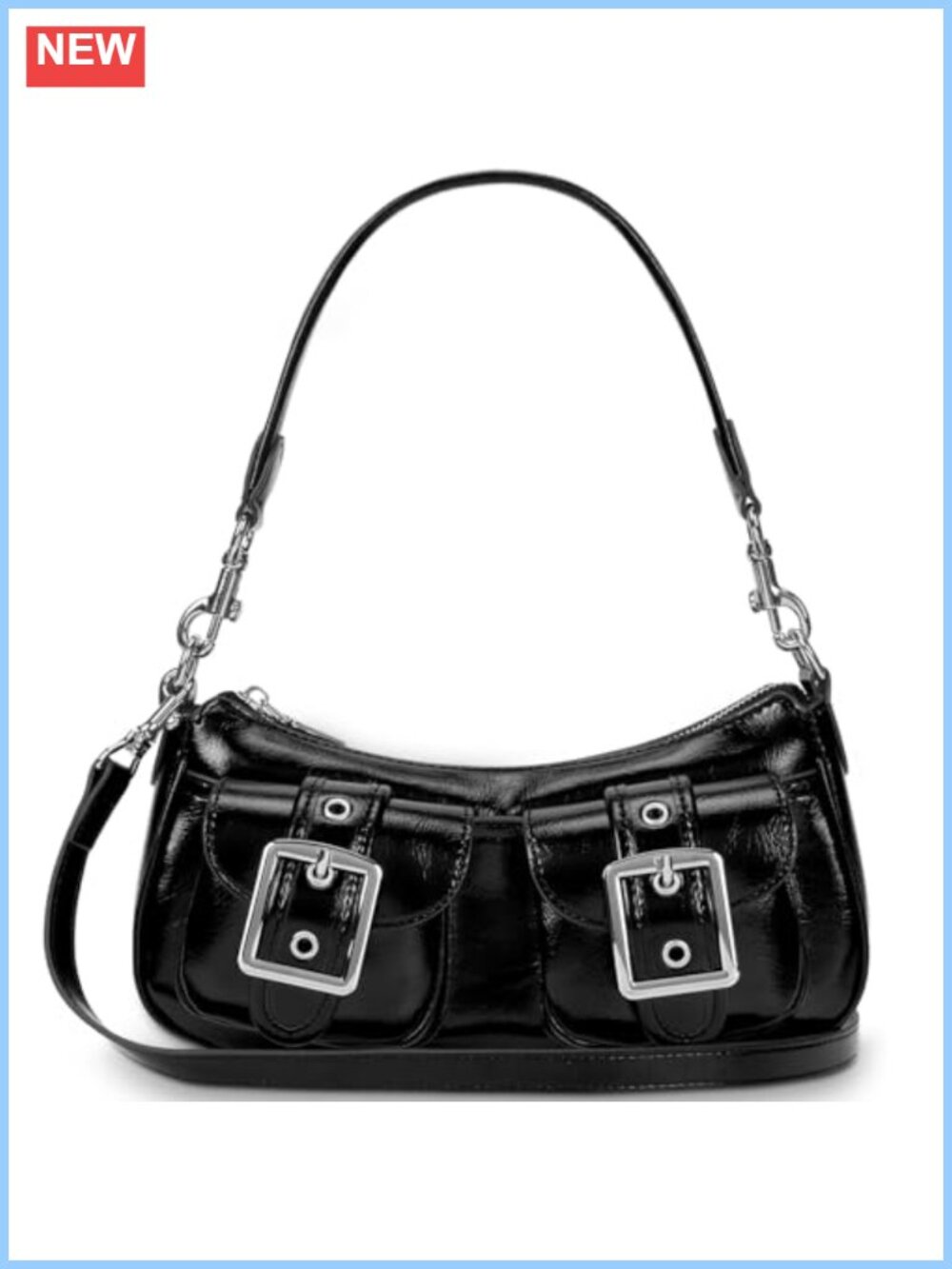 Faux Leather Shoulder Bag Y2k Hobo Tote Crossbody Purse with Detachable Strap